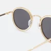 Óculos De Sol Redondo Em Metal Com Detalhes Na Armação Dourado